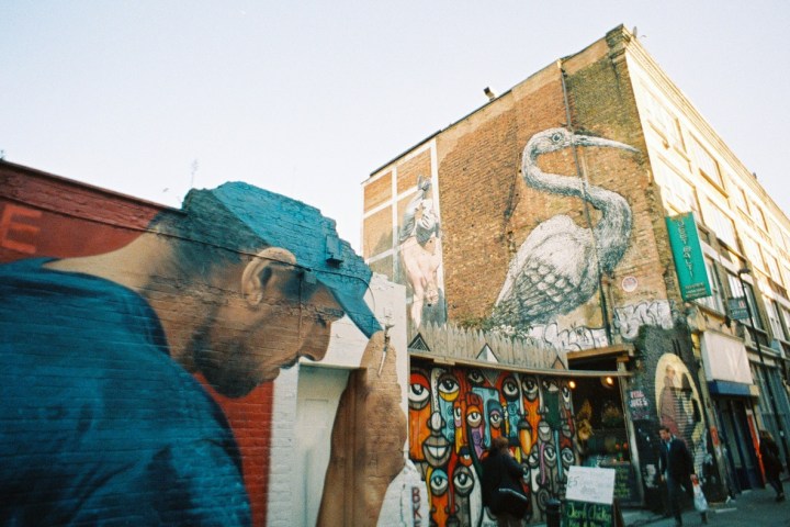 a person standing in front of a building